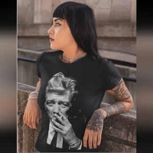 Women's Black Tshirt with David Lynch in Size XS